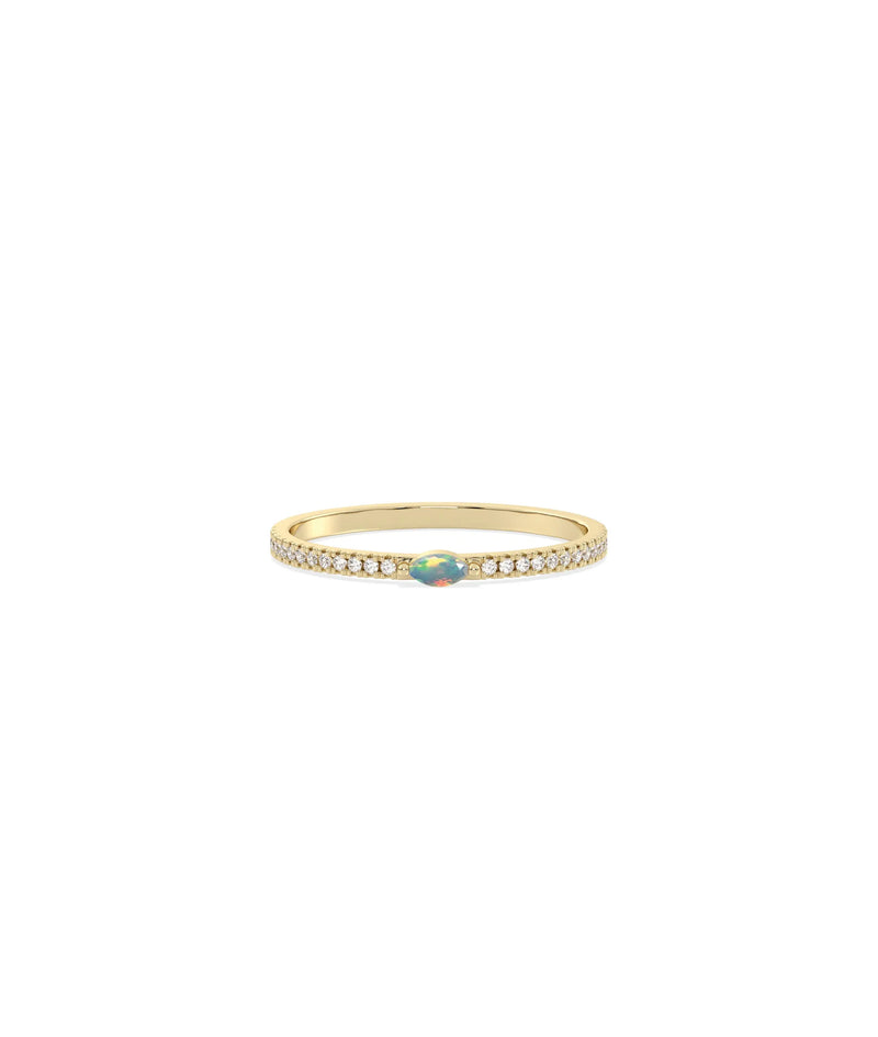 Birthstone and Diamond Band Ring - 79e | Everyday 14K Gold Jewelry