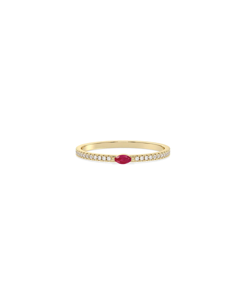 Birthstone and Diamond Band Ring - 79e | Everyday 14K Gold Jewelry