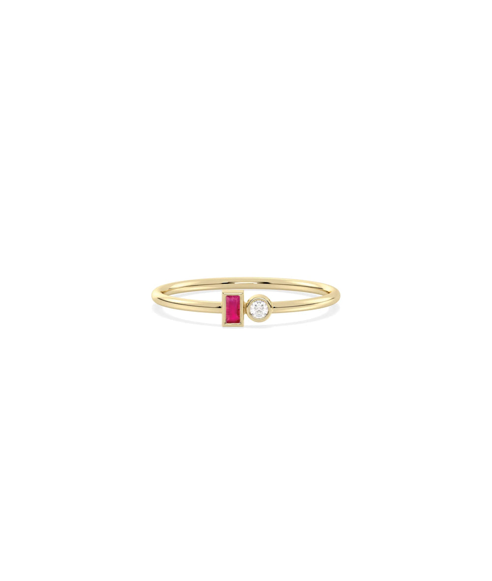 2 Stone Birthstone and Diamond Ring - 79e | Everyday 14K Gold Jewelry