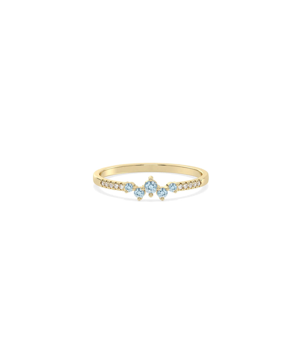 Birthstone Cluster and Diamond Band Ring - 79e | Everyday 14K Gold Jewelry