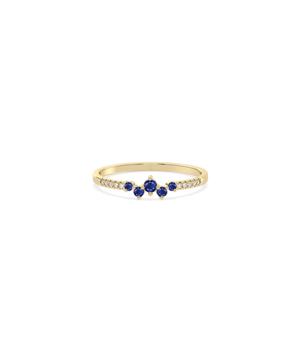 Birthstone Cluster and Diamond Band Ring - 79e | Everyday 14K Gold Jewelry