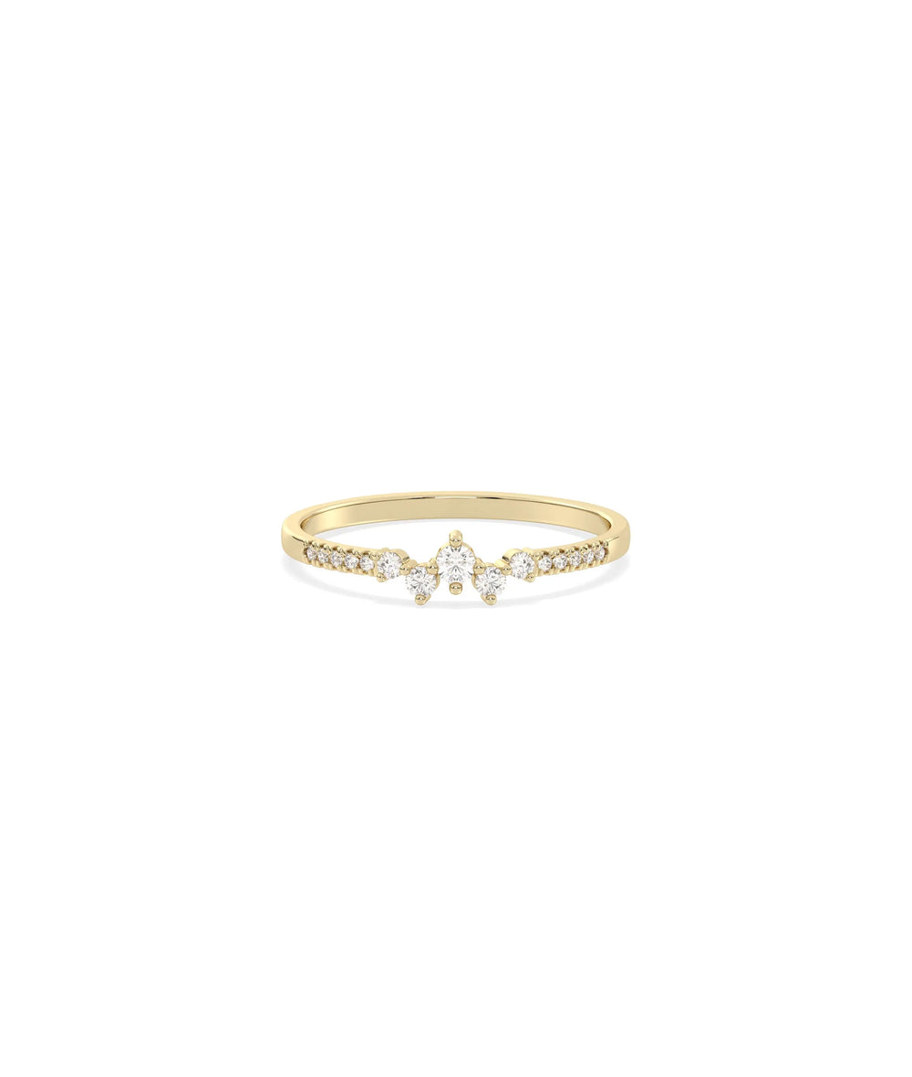 Birthstone Cluster and Diamond Band Ring - 79e | Everyday 14K Gold Jewelry