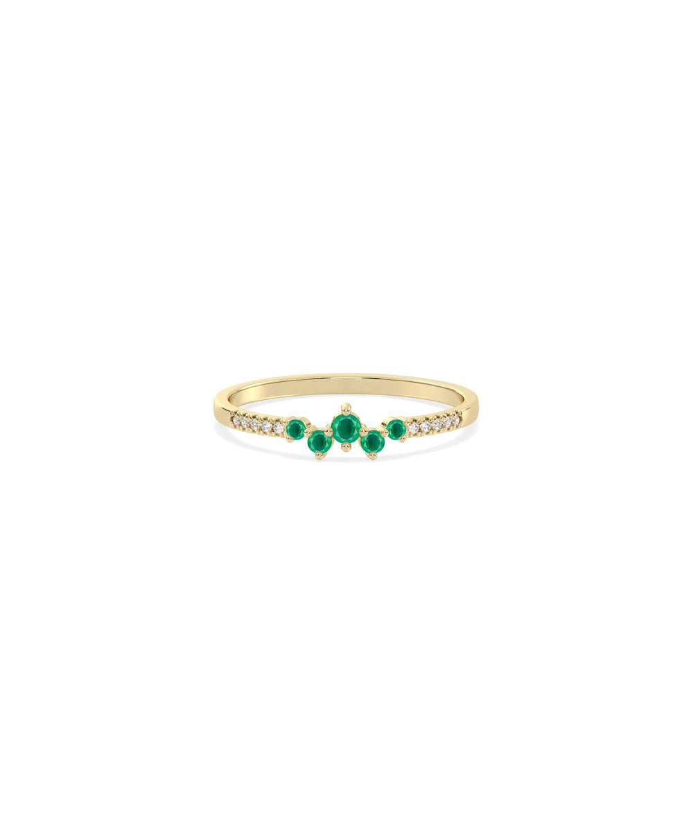 Birthstone Cluster and Diamond Band Ring - 79e | Everyday 14K Gold Jewelry