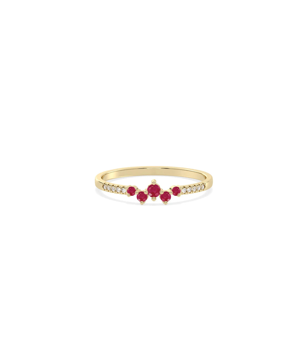Birthstone Cluster and Diamond Band Ring - 79e | Everyday 14K Gold Jewelry