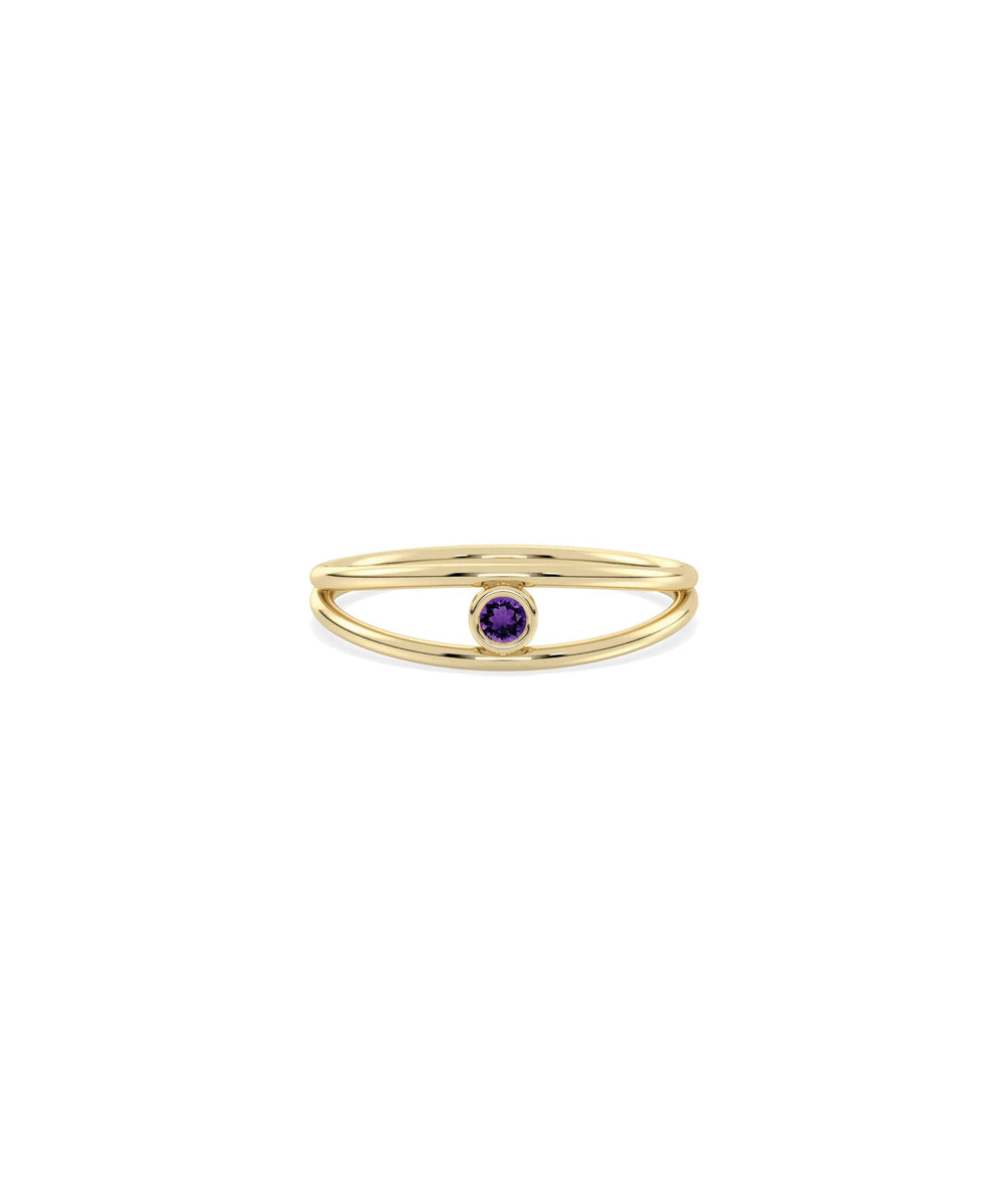 Birthstone Bezel Set Split Shank Ring - 79e | Everyday 14K Gold Jewelry