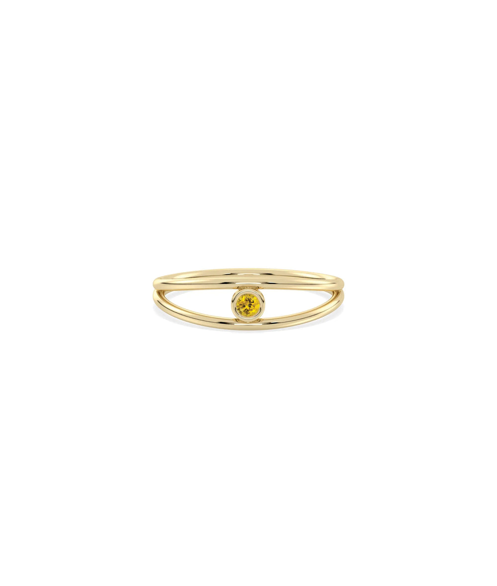 Birthstone Bezel Set Split Shank Ring - 79e | Everyday 14K Gold Jewelry