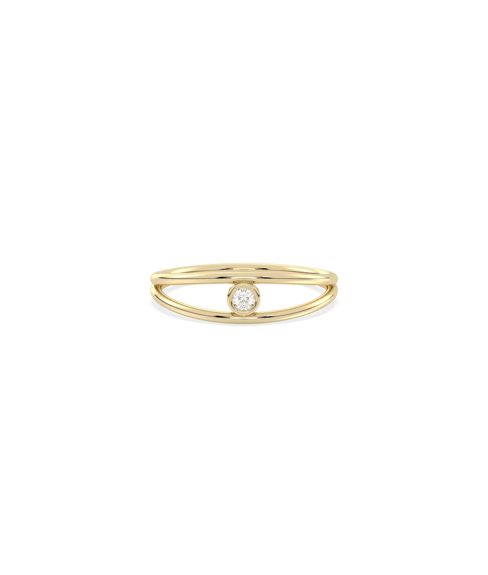 Birthstone Bezel Set Split Shank Ring - 79e | Everyday 14K Gold Jewelry