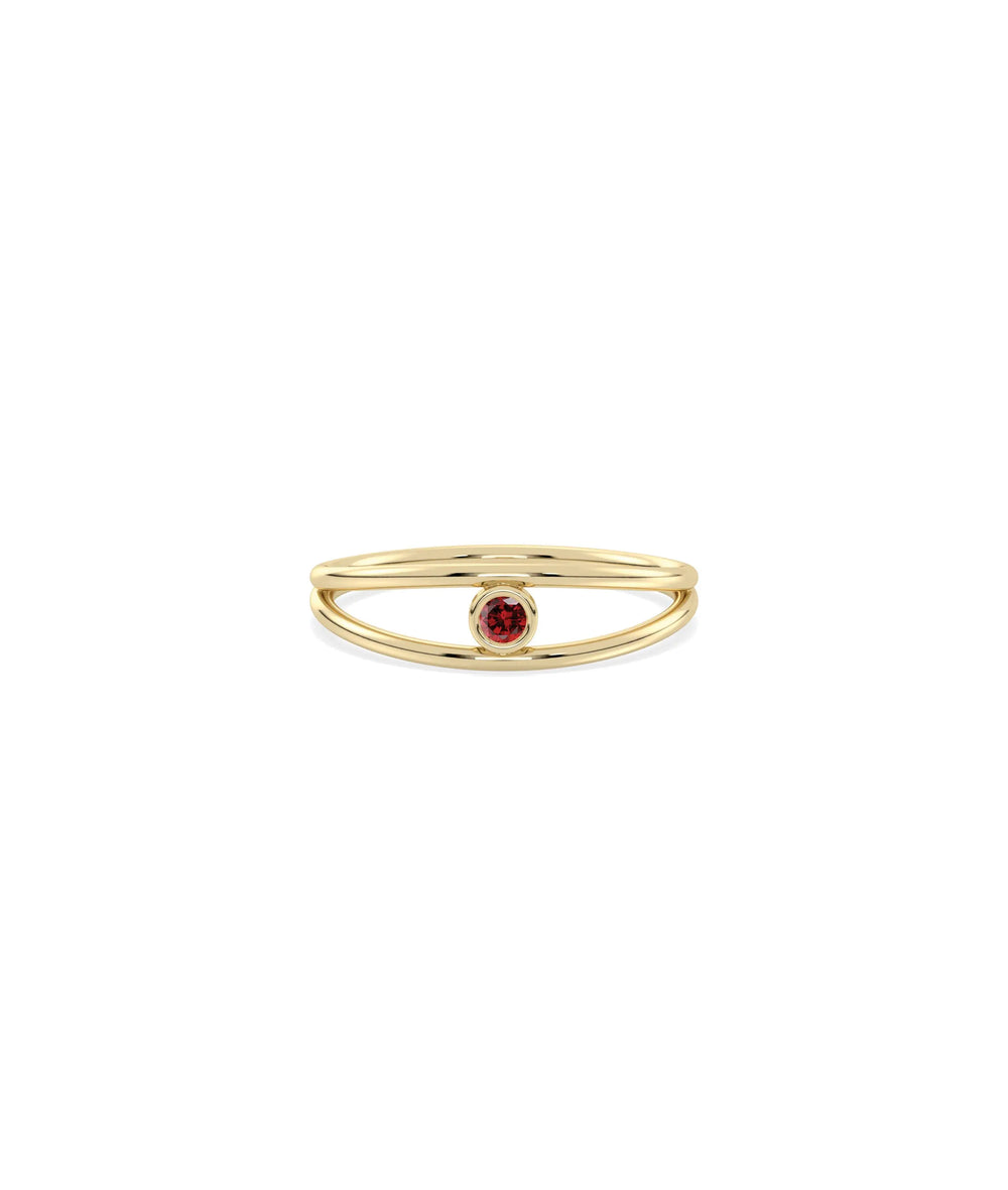 Birthstone Bezel Set Split Shank Ring - 79e | Everyday 14K Gold Jewelry