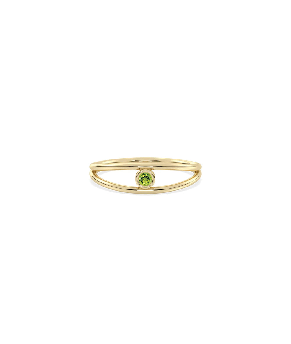 Birthstone Bezel Set Split Shank Ring - 79e | Everyday 14K Gold Jewelry