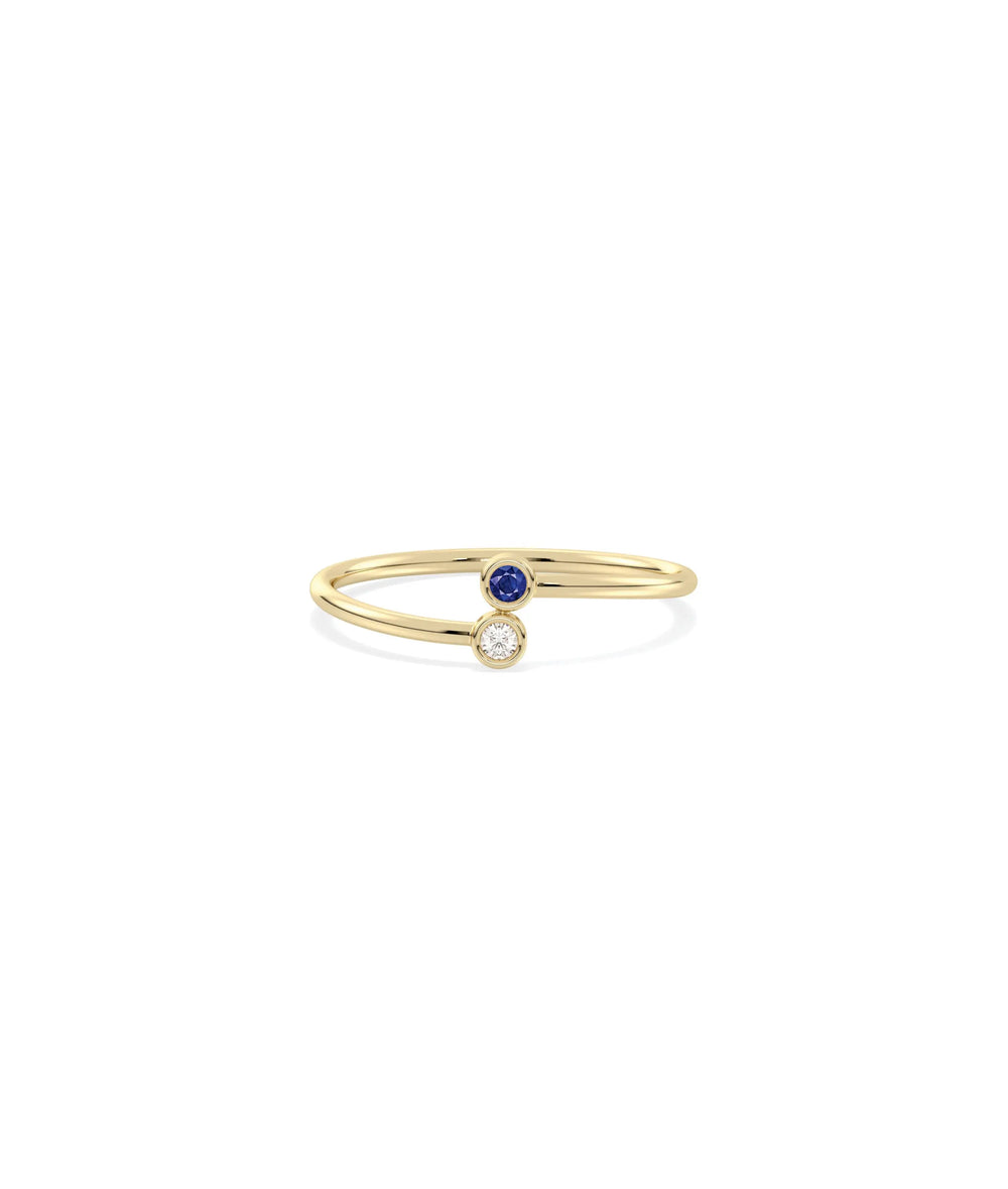 2 Stone Birthstone and Diamond Ring - 79e | Everyday 14K Gold Jewelry