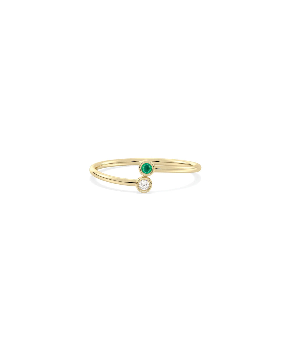 2 Stone Birthstone and Diamond Ring - 79e | Everyday 14K Gold Jewelry