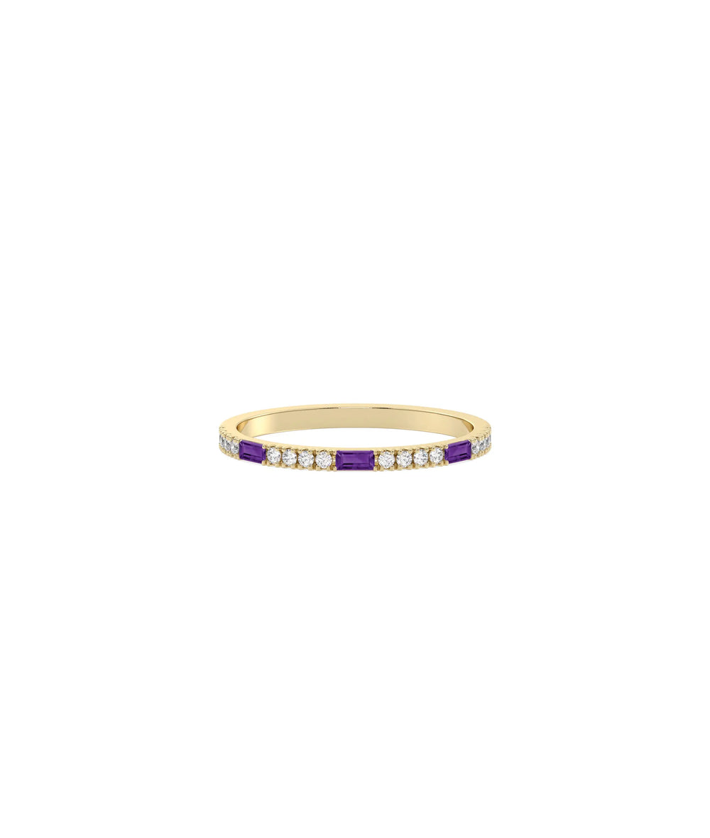 Birthstone Baguette and Diamond Band Ring - 79e | Everyday 14K Gold Jewelry
