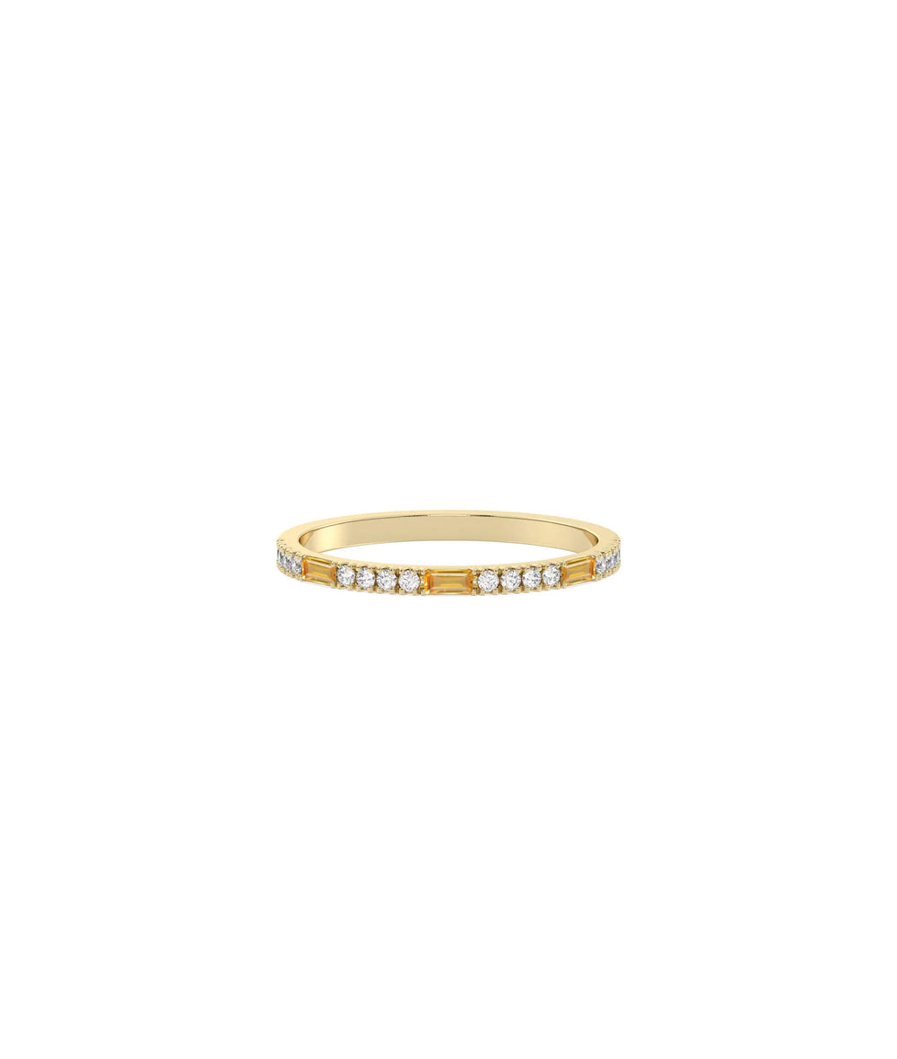 Birthstone Baguette and Diamond Band Ring - 79e | Everyday 14K Gold Jewelry