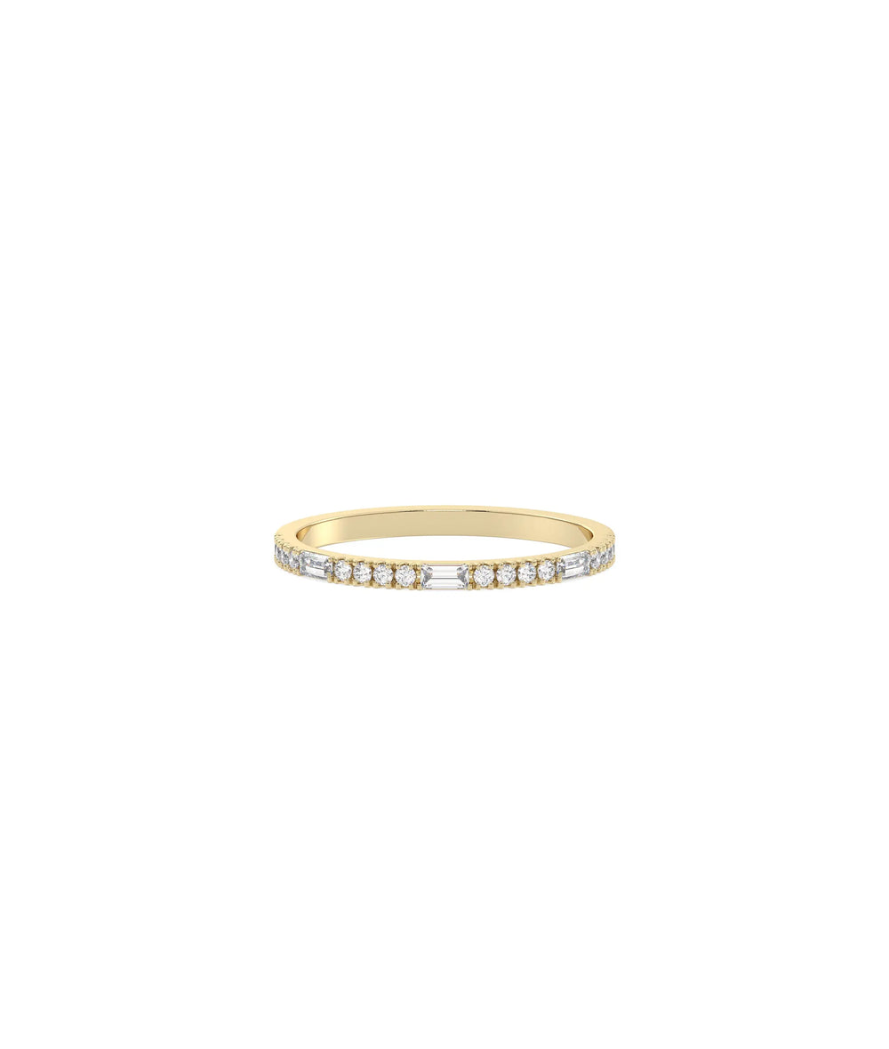 Birthstone Baguette and Diamond Band Ring - 79e | Everyday 14K Gold Jewelry