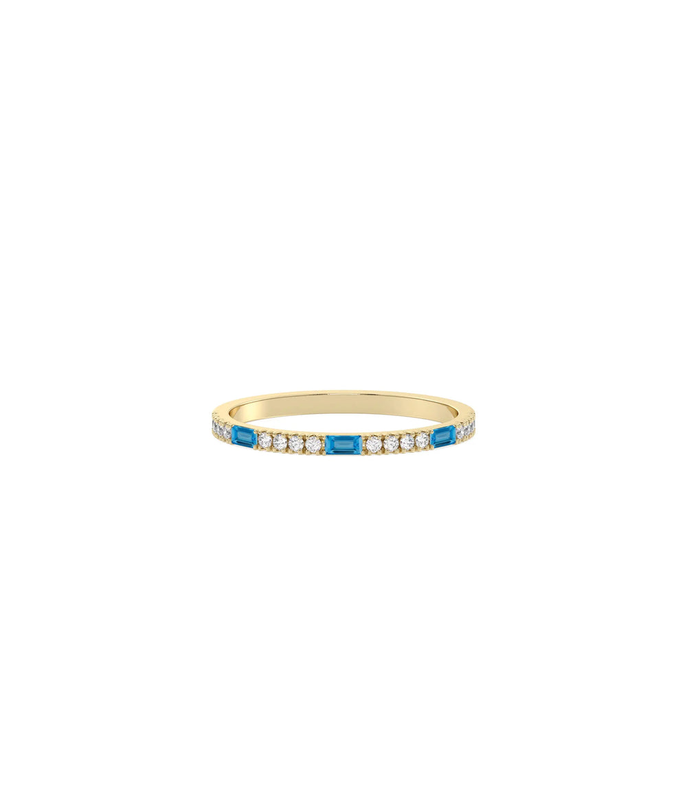 Birthstone Baguette and Diamond Band Ring - 79e | Everyday 14K Gold Jewelry