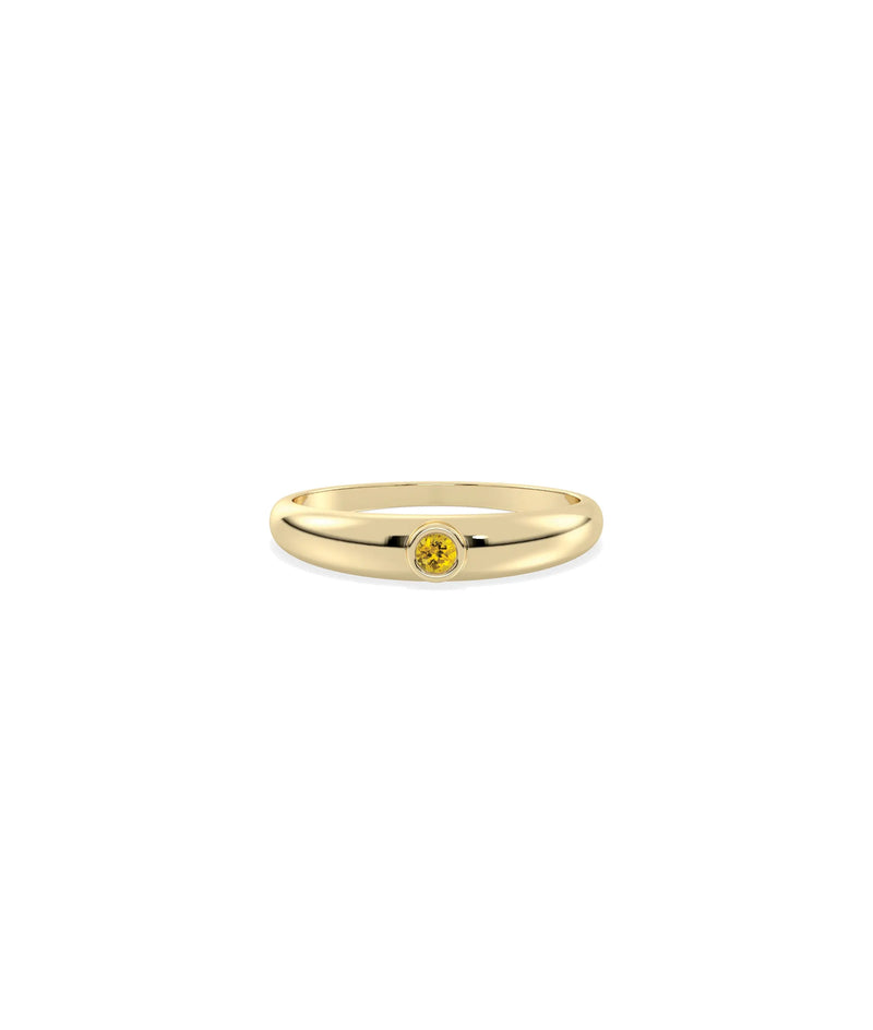 Birthstone Bezel Set Band Ring - 79e | Everyday 14K Gold Jewelry