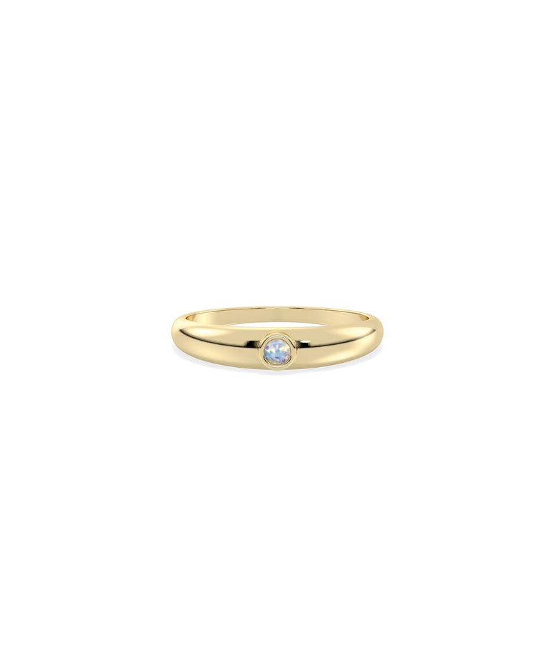 Birthstone Bezel Set Band Ring - 79e | Everyday 14K Gold Jewelry
