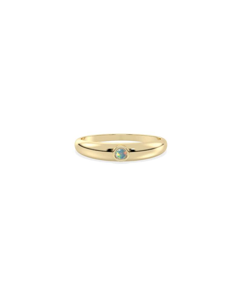 Birthstone Bezel Set Band Ring - 79e | Everyday 14K Gold Jewelry