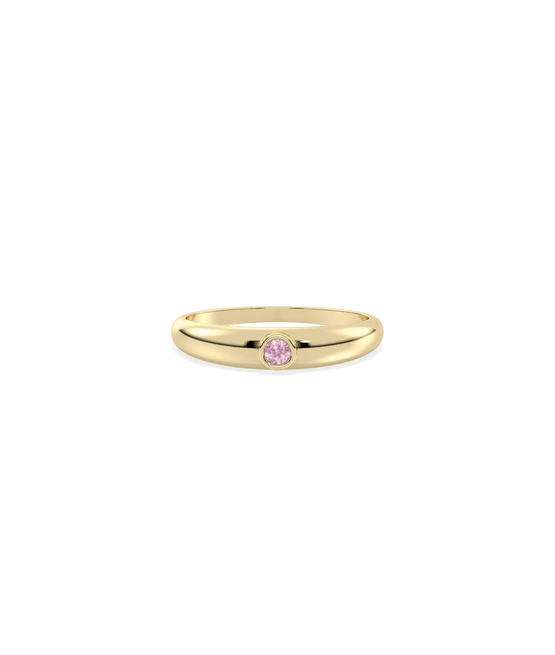 Birthstone Bezel Set Band Ring - 79e | Everyday 14K Gold Jewelry