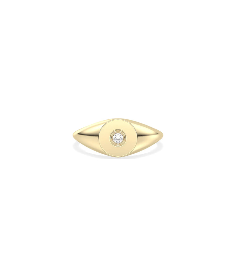 Birthstone Signet Bezel Set Ring - 79e | Everyday 14K Gold Jewelry