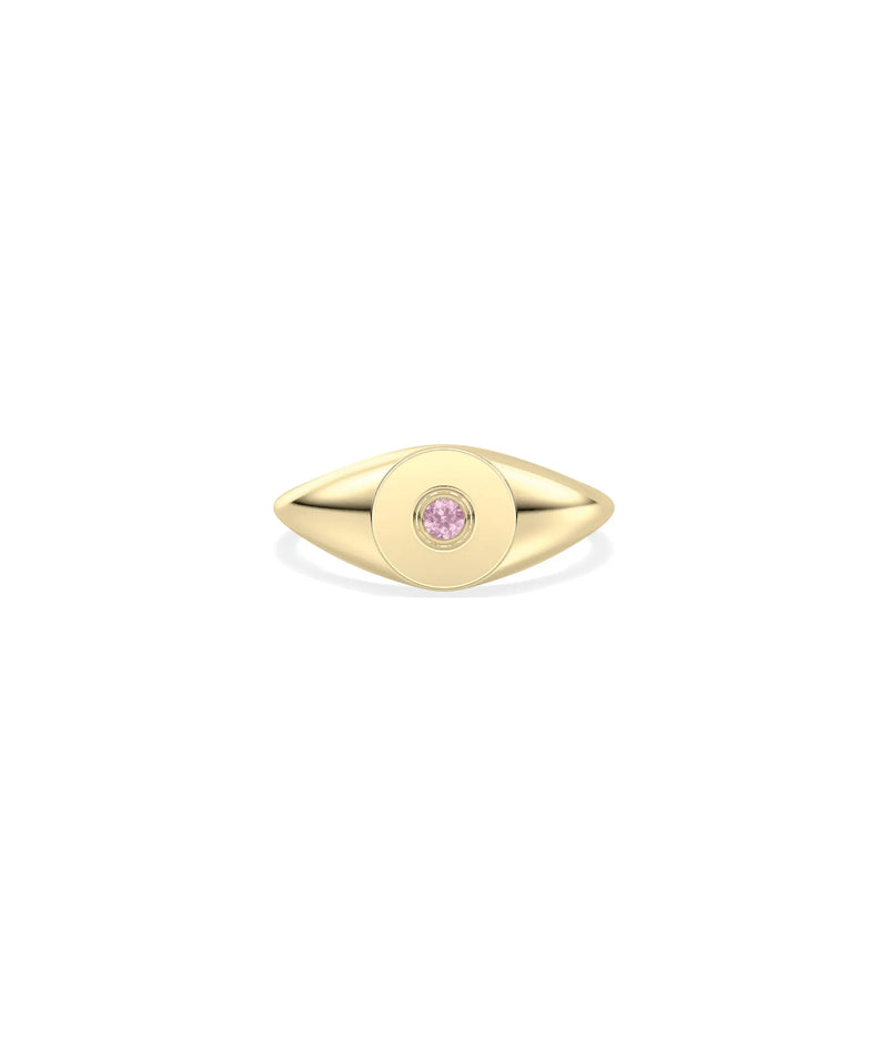 Birthstone Signet Bezel Set Ring - 79e | Everyday 14K Gold Jewelry