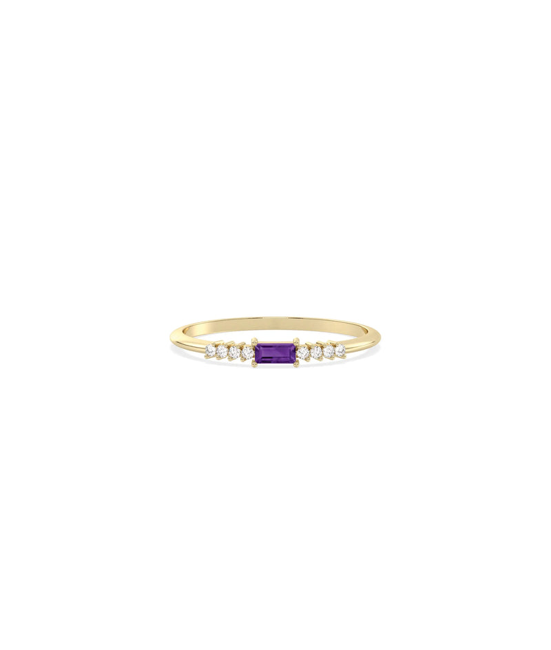 Birthstone Baguette and Diamond Ring - 79e | Everyday 14K Gold Jewelry