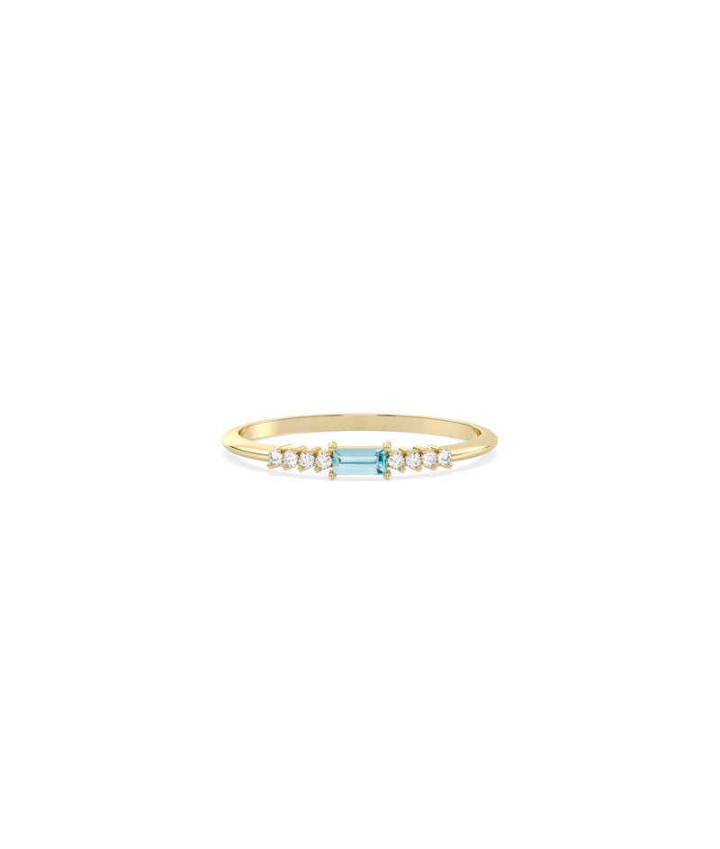 Birthstone Baguette and Diamond Ring - 79e | Everyday 14K Gold Jewelry