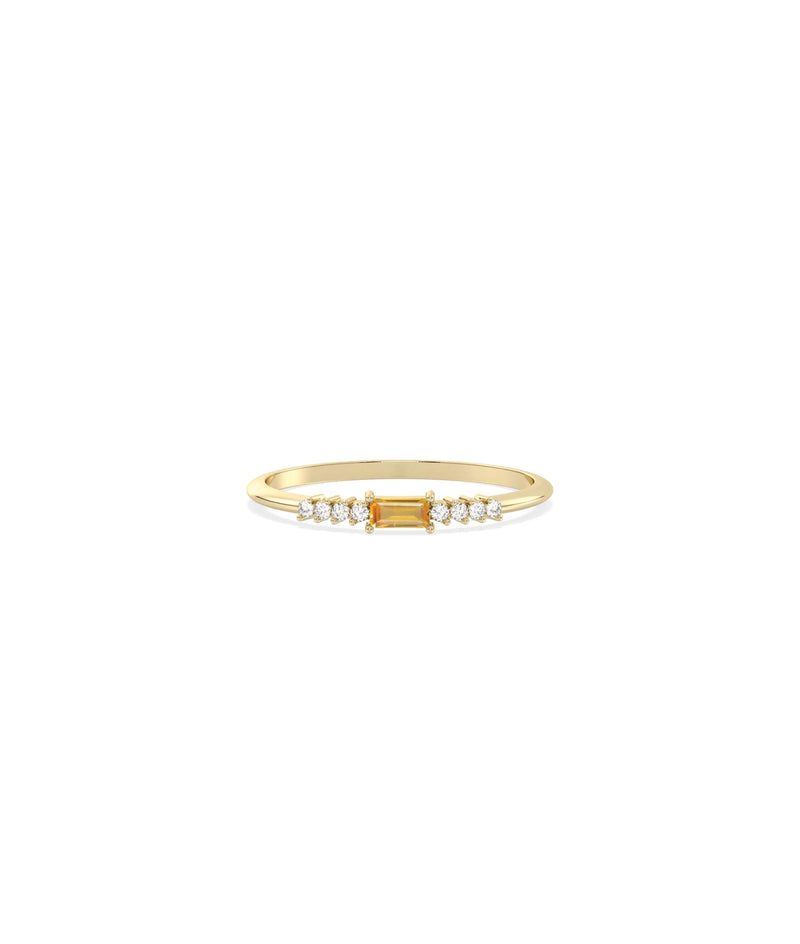 Birthstone Baguette and Diamond Ring - 79e | Everyday 14K Gold Jewelry