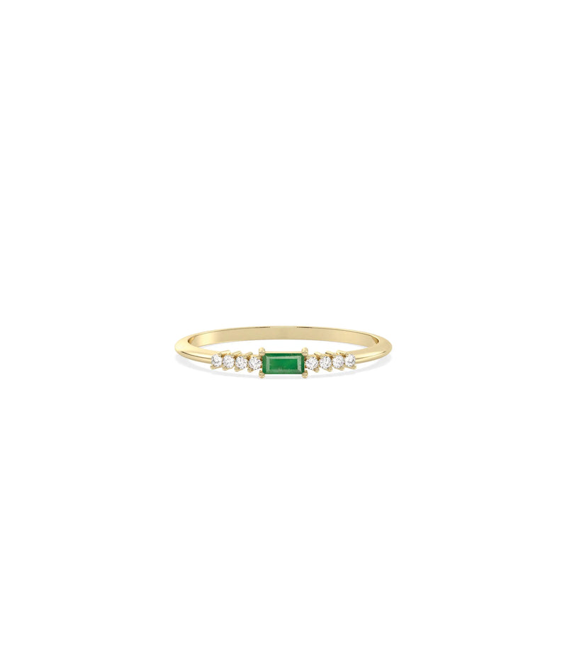 Birthstone Baguette and Diamond Ring - 79e | Everyday 14K Gold Jewelry