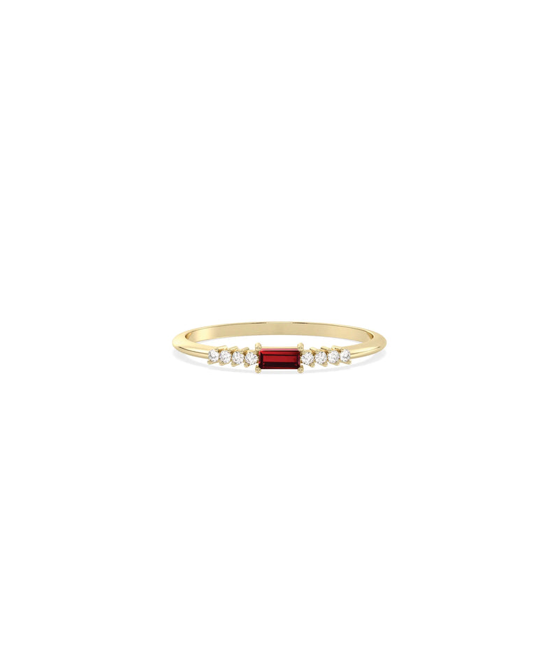 Birthstone Baguette and Diamond Ring - 79e | Everyday 14K Gold Jewelry