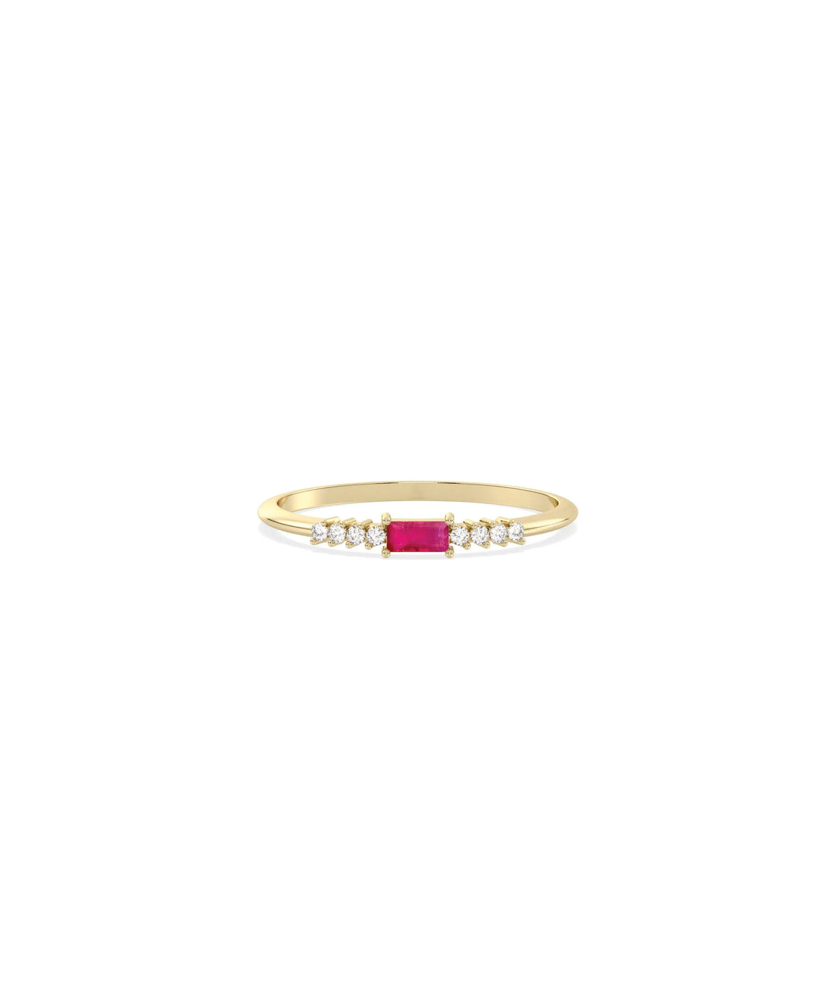 Birthstone Baguette and Diamond Ring - 79e | Everyday 14K Gold Jewelry