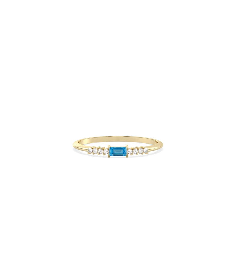 Birthstone Baguette and Diamond Ring - 79e | Everyday 14K Gold Jewelry