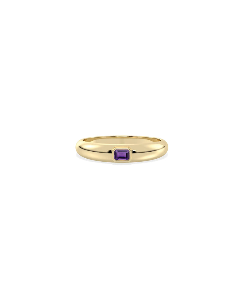 Birthstone Bezel Set Band Ring - 79e | Everyday 14K Gold Jewelry