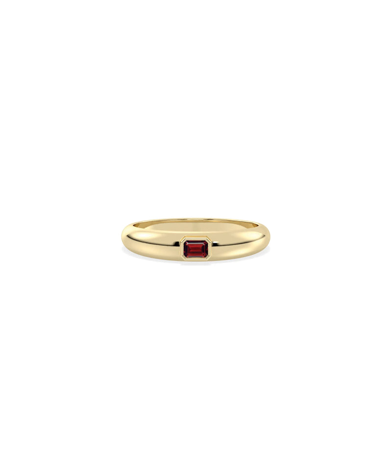 Birthstone Bezel Set Band Ring - 79e | Everyday 14K Gold Jewelry