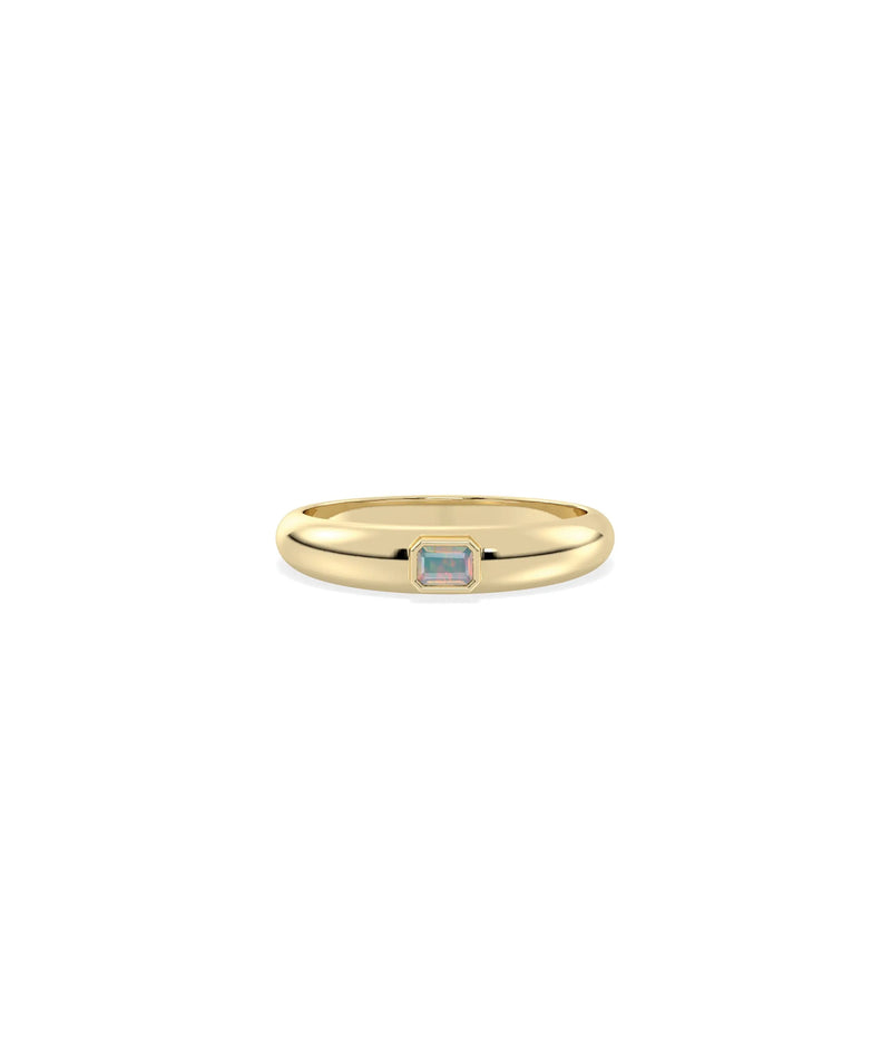 Birthstone Bezel Set Band Ring - 79e | Everyday 14K Gold Jewelry