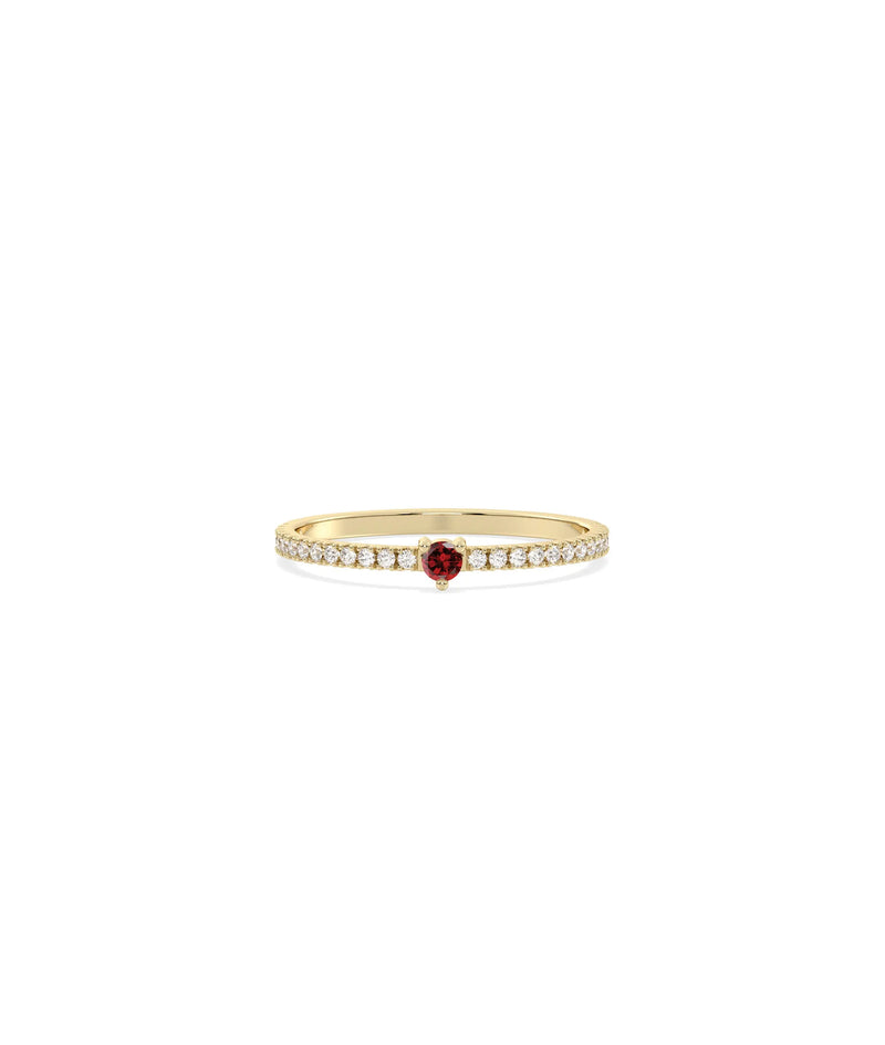 Birthstone and Diamond Band Ring - 79e | Everyday 14K Gold Jewelry