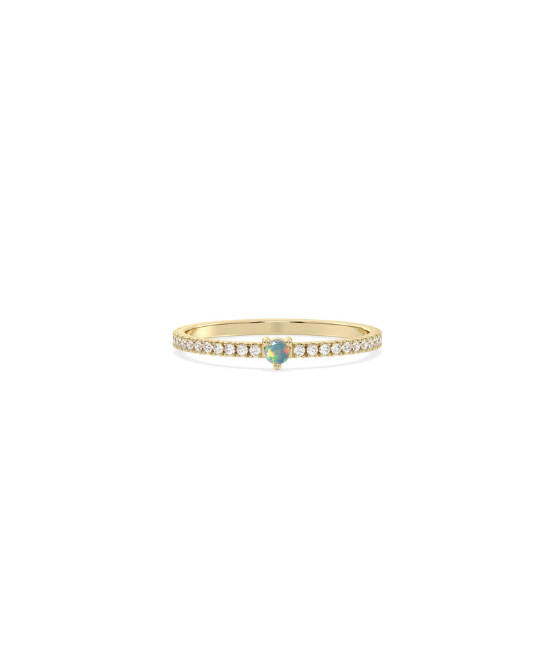 Birthstone and Diamond Band Ring - 79e | Everyday 14K Gold Jewelry