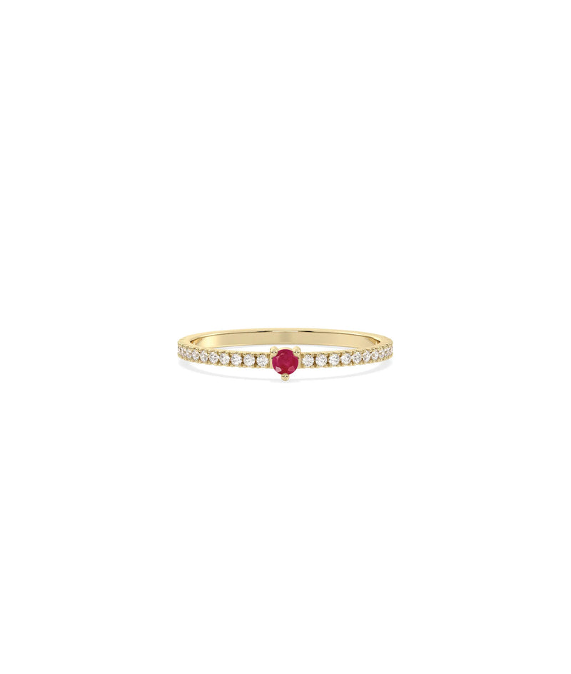 Birthstone and Diamond Band Ring - 79e | Everyday 14K Gold Jewelry