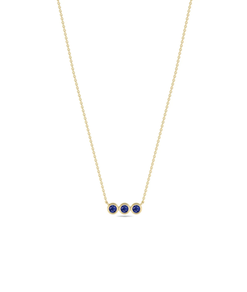 Birthstone 3 Stone Necklace - 79e | Everyday 14K Gold Jewelry