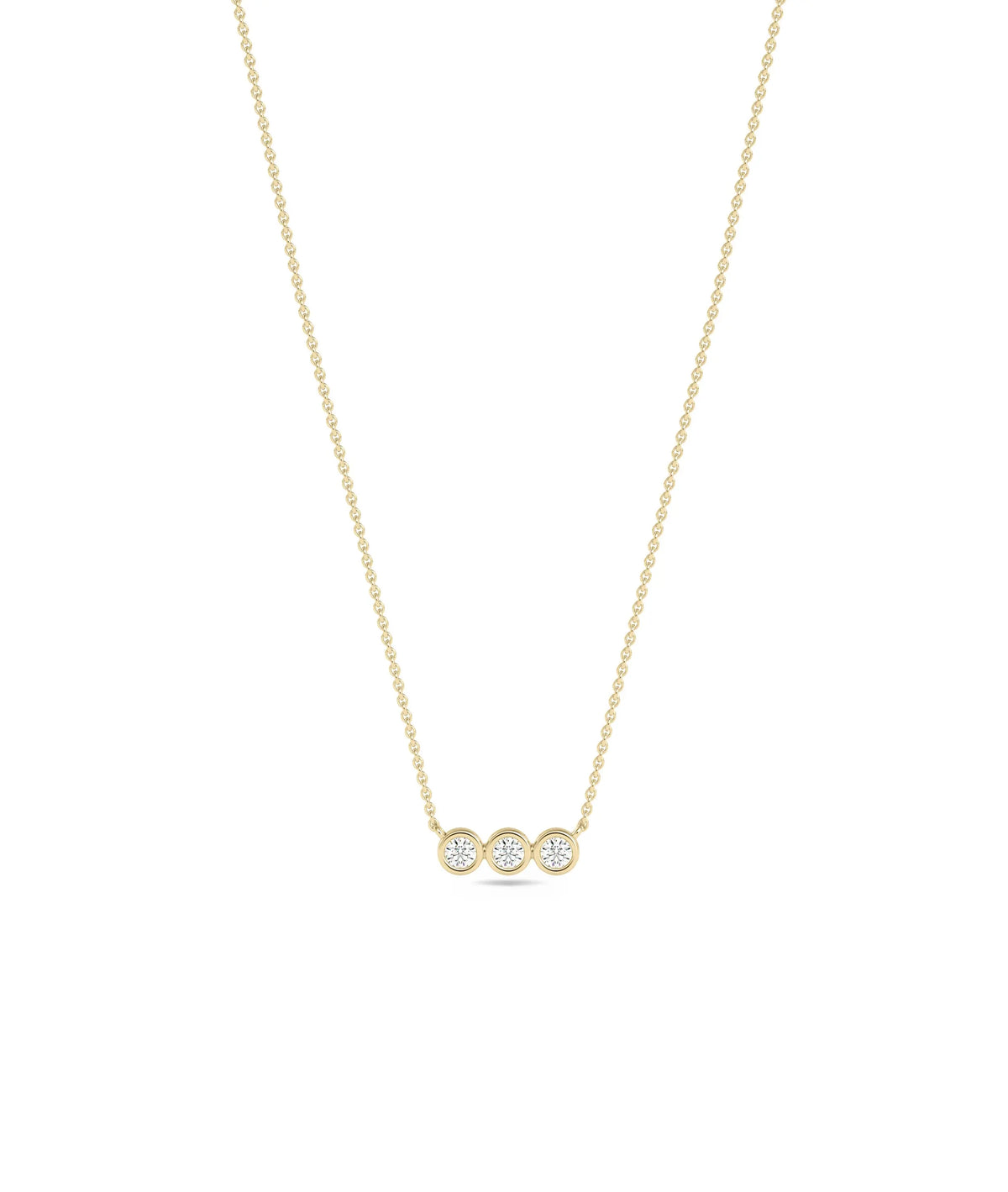 Birthstone 3 Stone Necklace - 79e | Everyday 14K Gold Jewelry