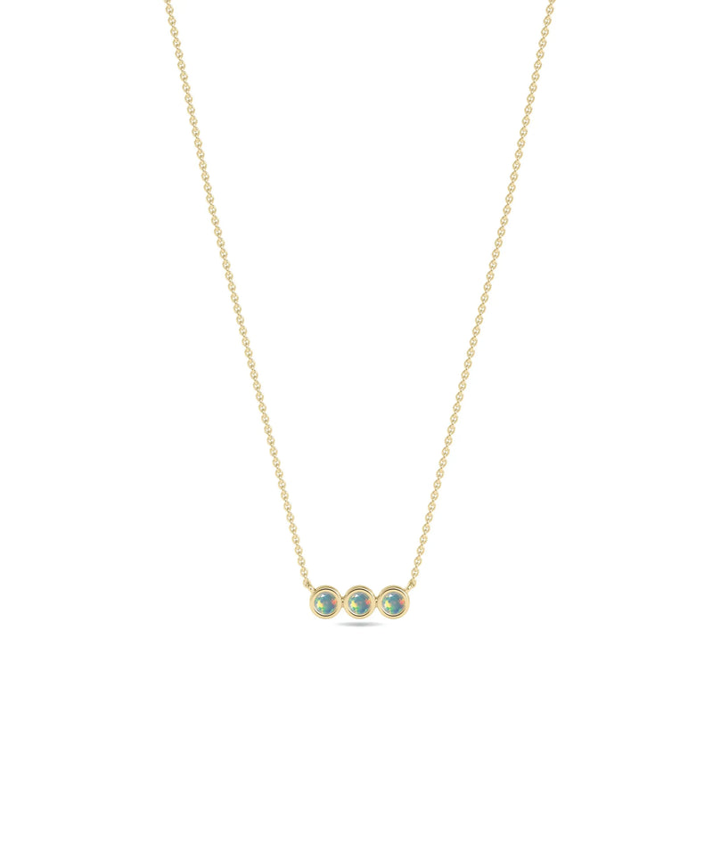 Birthstone 3 Stone Necklace - 79e | Everyday 14K Gold Jewelry