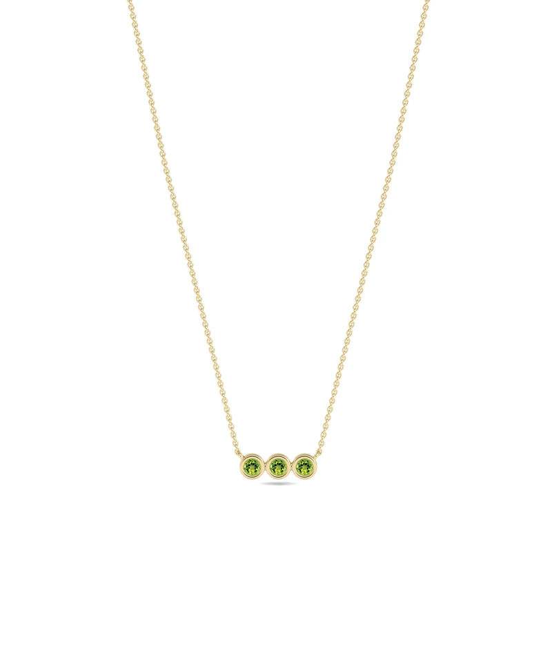Birthstone 3 Stone Necklace - 79e | Everyday 14K Gold Jewelry