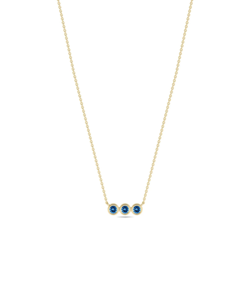 Birthstone 3 Stone Necklace - 79e | Everyday 14K Gold Jewelry