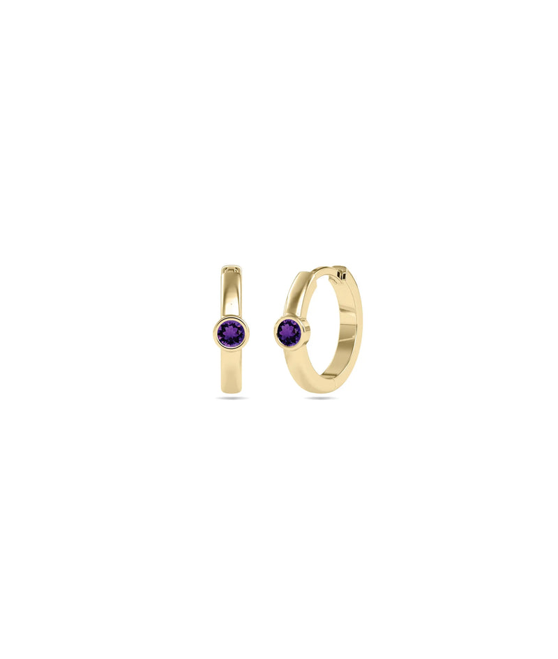 Birthstone Bezel Hoop Earring - 79e | Everyday 14K Gold Jewelry
