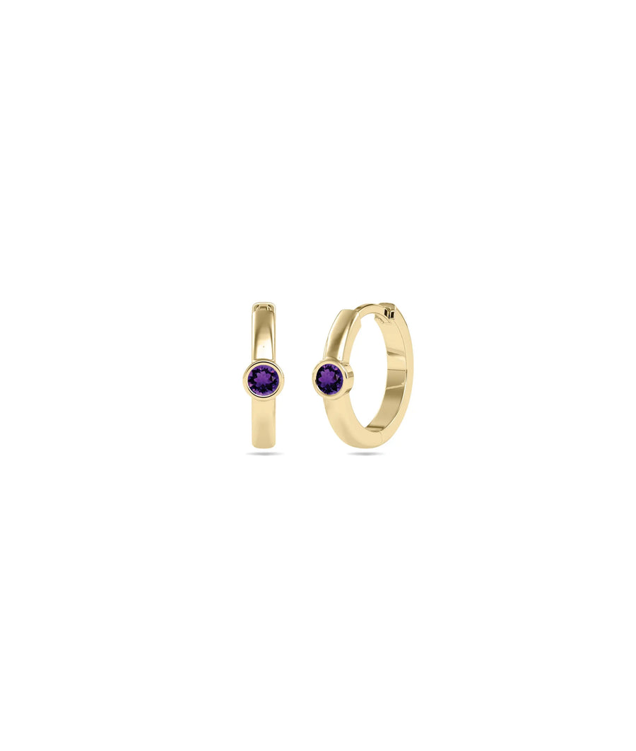 Birthstone Bezel Hoop Earring - 79e | Everyday 14K Gold Jewelry