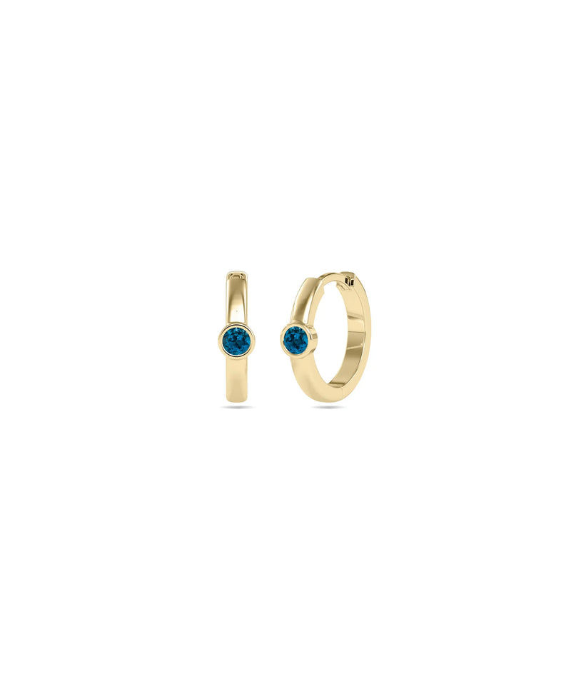 Birthstone Bezel Hoop Earring - 79e | Everyday 14K Gold Jewelry