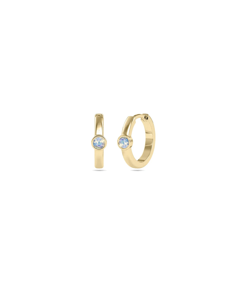 Birthstone Bezel Hoop Earring - 79e | Everyday 14K Gold Jewelry