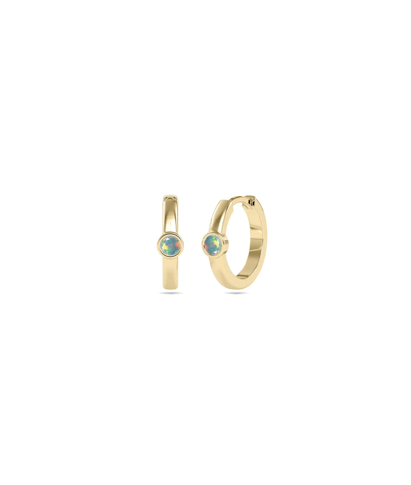 Birthstone Bezel Hoop Earring - 79e | Everyday 14K Gold Jewelry