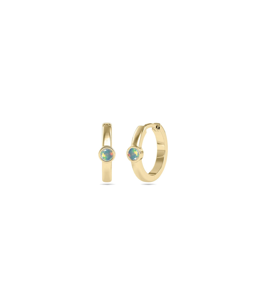 Birthstone Bezel Hoop Earring - 79e | Everyday 14K Gold Jewelry