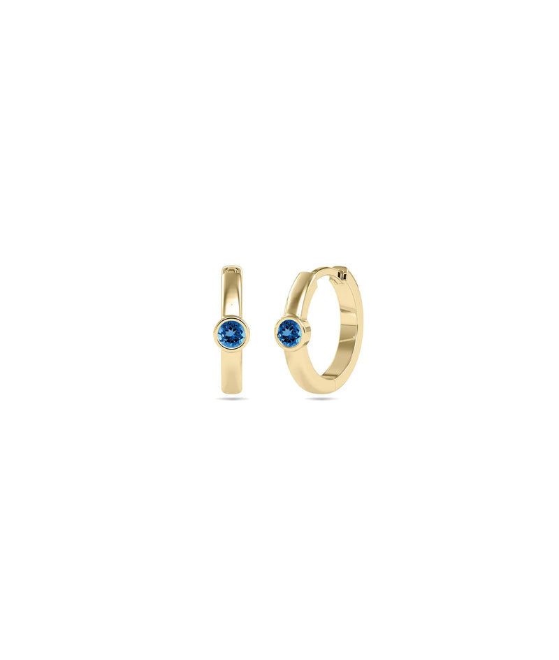 Birthstone Bezel Hoop Earring - 79e | Everyday 14K Gold Jewelry